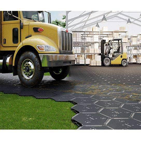 Garden installation of glued pvc slabs