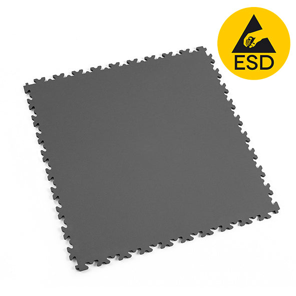Dalle PVC ESD conductrice — gris foncé · sol antistatique d'atelier