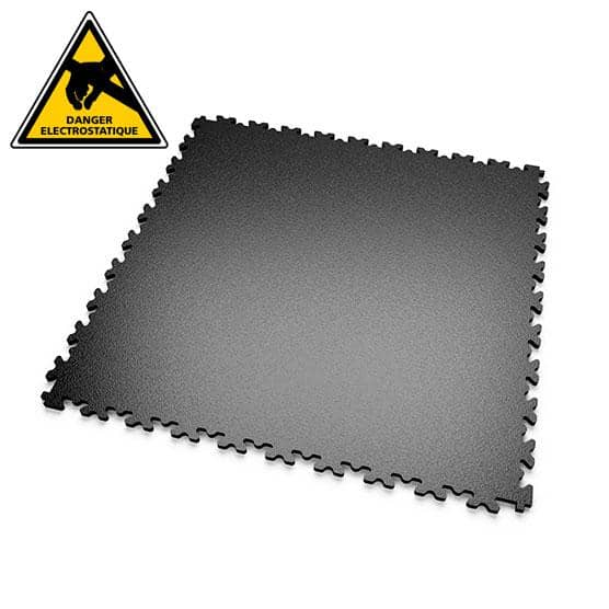 Dalle PVC antistatique Mosaik — noir · sol dissipateur industriel