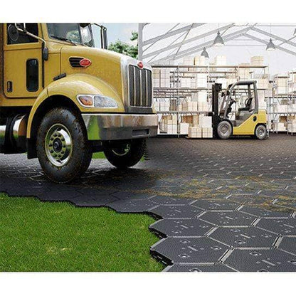 Garden installation of glued pvc slabs